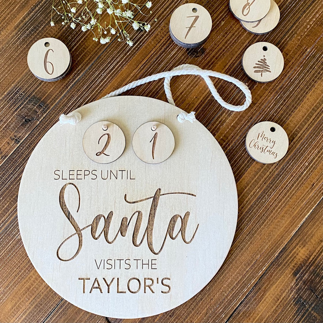 PERSONALISED CHRISTMAS COUNTDOWN-SLEEPS ‘TILL SANTA VISITS